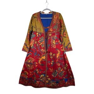 Ritu Kumar 100% Silk Kurta Set Floral Jacket & Dress Indian Boho Ethinc Set Sz S